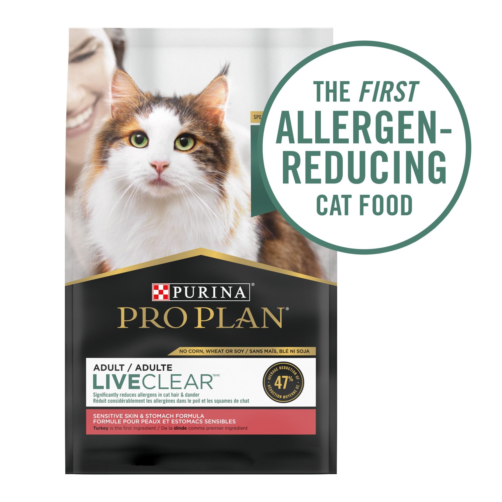 LiveClear Adult Sensitive Skin & Stomach Turkey and Oatmeal Allergen Reducing Dry Cat Food